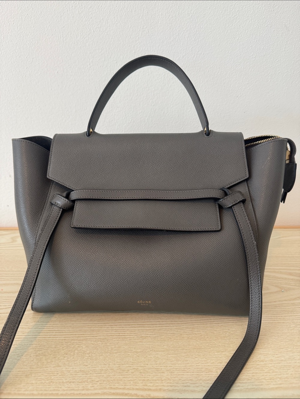 CELINE Belt Bag Textured Leather Mini Grey. Excellent condition
